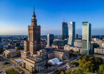 Warszawa z drona Pałac Kultury