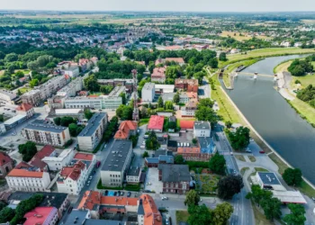 Koźle, rzeka Odra z drona