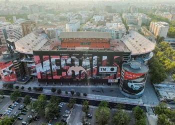 Estadio Mestalla mural od strony miasta